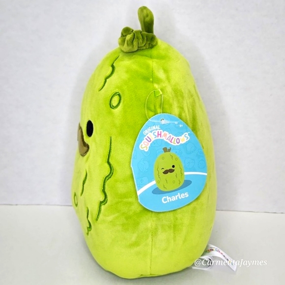 CHARLES 🥒 HTF 8" Pickle w Mustache Original Squishmallow by Kelly Toy ☆ NWT ☆ - Picture 2 of 8